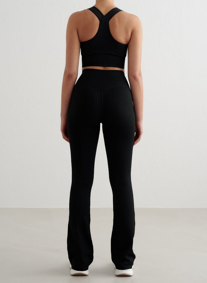 Black Ribbed Seamless High Support Bra Black High Support Ribbed Bra