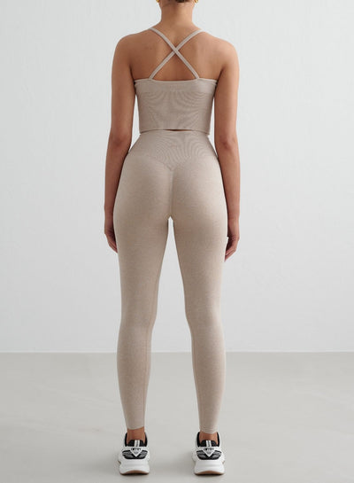 Beige Melange Shape Seamless Tights