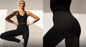 Modell bär black shape seamless set