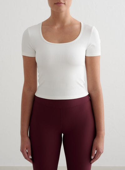 White Ribbed Performance Short Sleeve