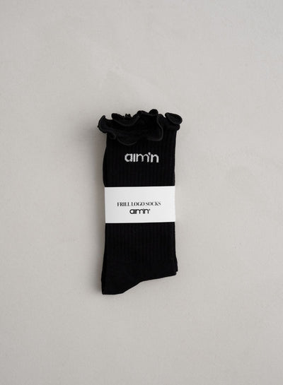 Black Frill Logo Socks