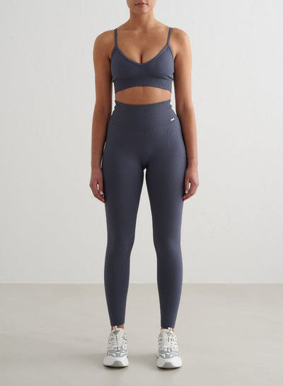 Storm Blue Ribbed Seamless Tights