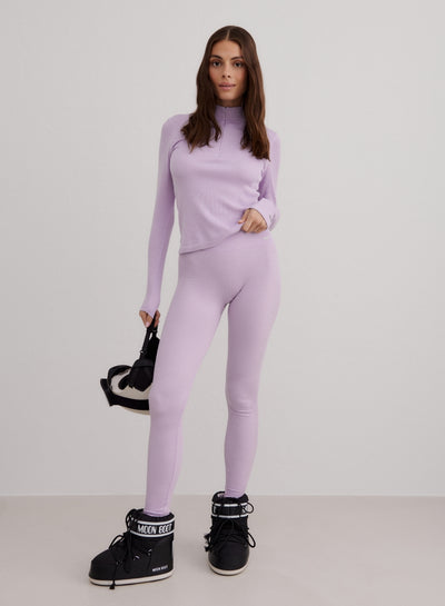 Pale Lavender Ribbed Wool Half Zip