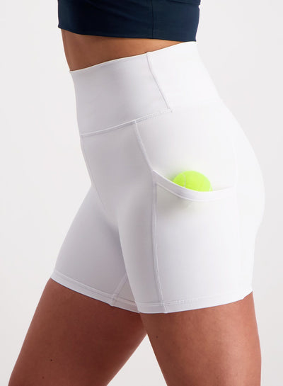 White Ball Pocket Biker Shorts
